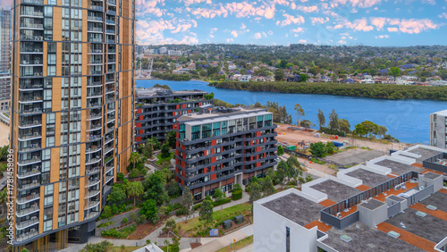 Wentworth Point a suburb in western Sydney newly built residential high rise apartments area on Parramatta River Sydney NSW Australia
