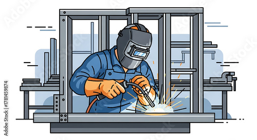Welder at Work Metal Fabrication and Industrial Production