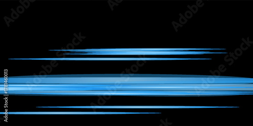 The effect of speed.Light blue motion, cyan glowing neon lines.