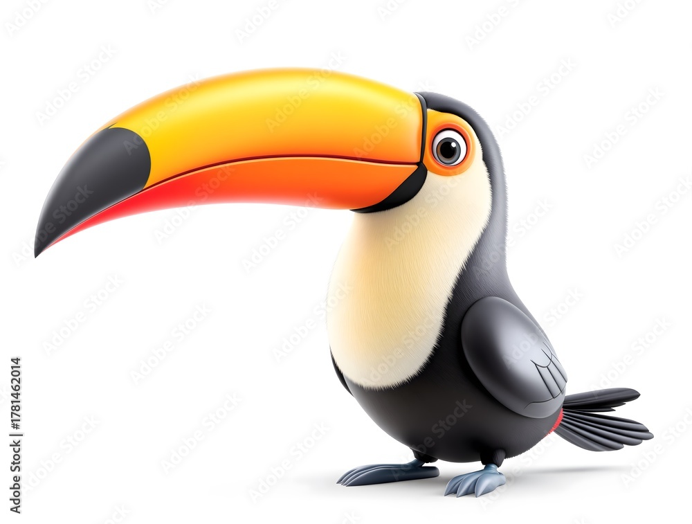 Fototapeta premium Colorful 3D Cartoon Toucan
