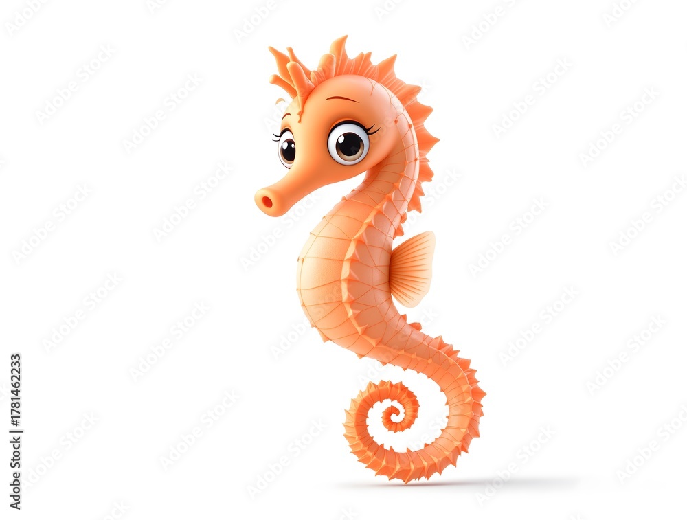Fototapeta premium Elegant 3D Cartoon Seahorse