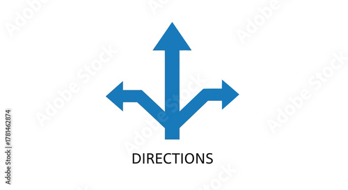 Blue arrows pointing in different directions a simple graphic silhouette