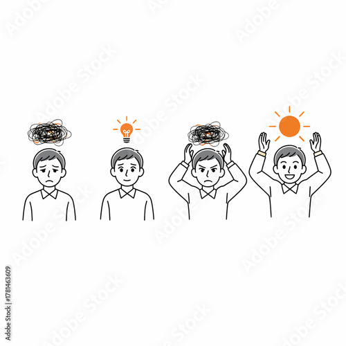 Conceptual Illustration of Idea Generation, Problem Solving, and Positive Thinking