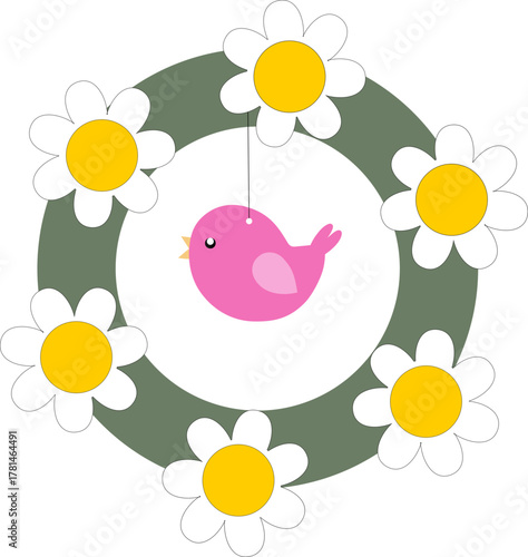 Wreath, bird, flower,, svg, paper cut, silhouette, Cricut, school, kids , Decoration, cut file , vector, pattern