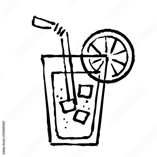 オレンジジュースのシンプルな線画イラスト