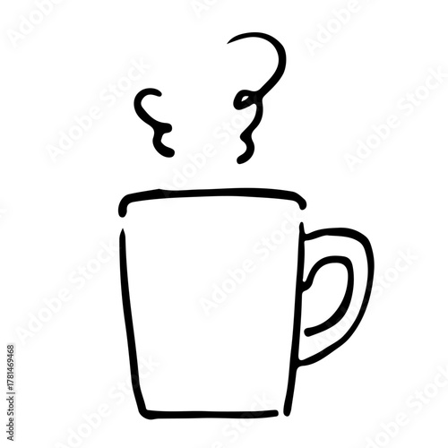 湯気のあるマグカップ線画イラスト素材