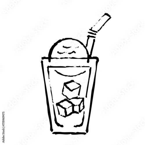 シンプルなコーヒーフロートの線画イラスト