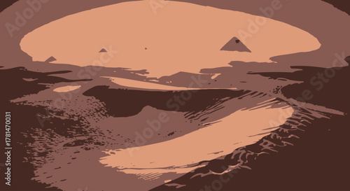 Egyptian Desert Landscape with Pyramids and Ancient Sand Dunes Illustration