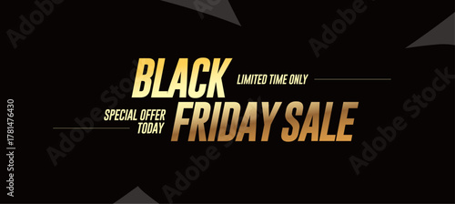 Black friday sale golden banner layout design