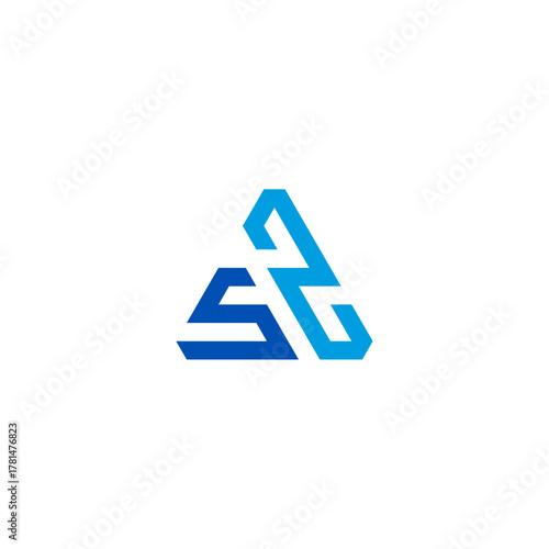 Modern Letter S2 and triangle or SZ triangle concept vector logo