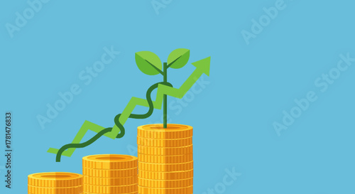 Investment and finance vector concept showing business growth, wealth, and long-term financial success.