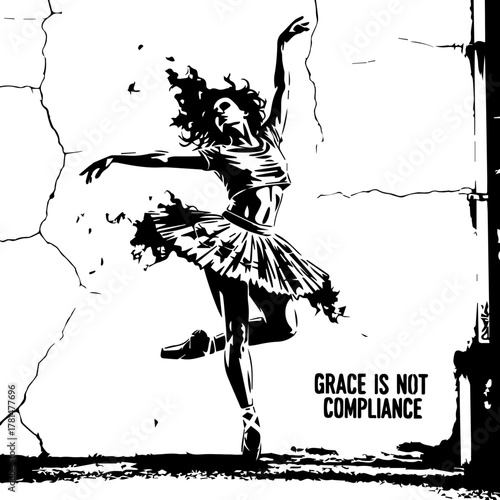 Ballet Dancer Performing Graceful Dance Pose.