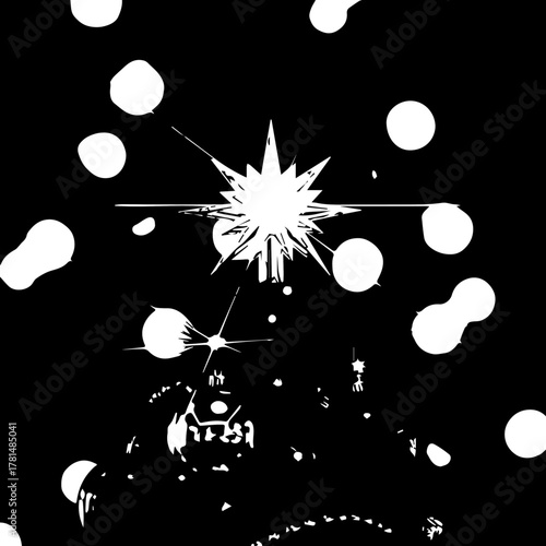 Bright Firework Explosion in Night Sky.