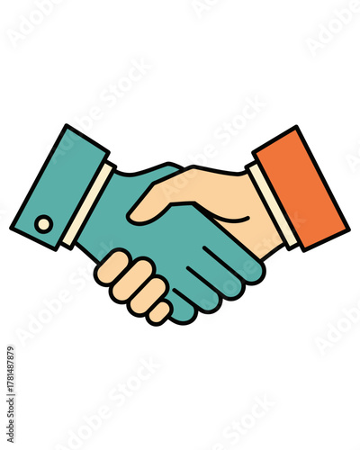 Professional handshake icon representing successful business collaboration, agreement, and partnership between two individuals or entities in a corporate setting