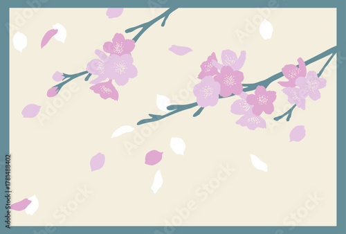 桜の花のレトロなベクターイラスト