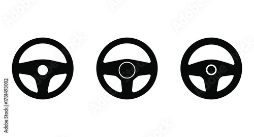A black steering wheel with a hole in the center set