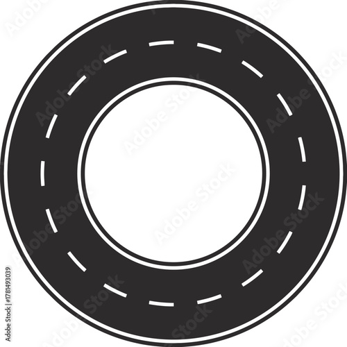 Circular Road Vector Icon, Round Race Track Graphic, Ring Road or Bypass Symbol