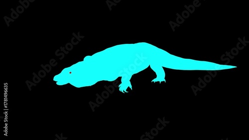 3d Illustration of A giant lizard moves gracefully through its natural habitat, displaying strength, alertness, and primal elegance.