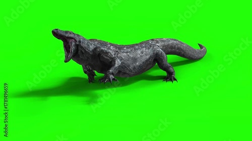 3d Illustration of A giant lizard moves gracefully through its natural habitat, displaying strength, alertness, and primal elegance.