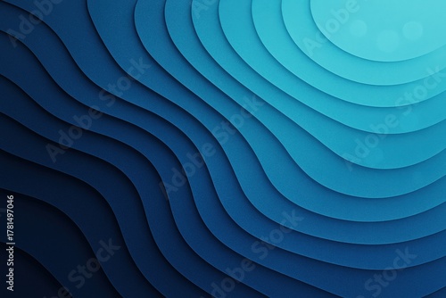 Elegant layered blue waves abstract 3D background with soft concentric ripples