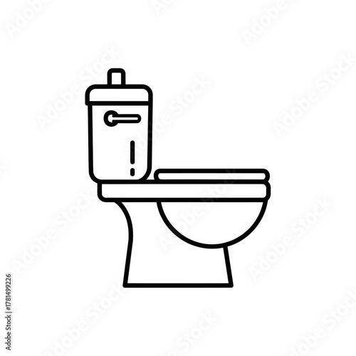 Toilet Bowl Outline Icon for Bathroom, Restroom and Sanitary Plumbing