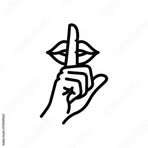 Silent Gesture Hand with Lips – Minimalist Line Art of Secrecy and Calm Expression