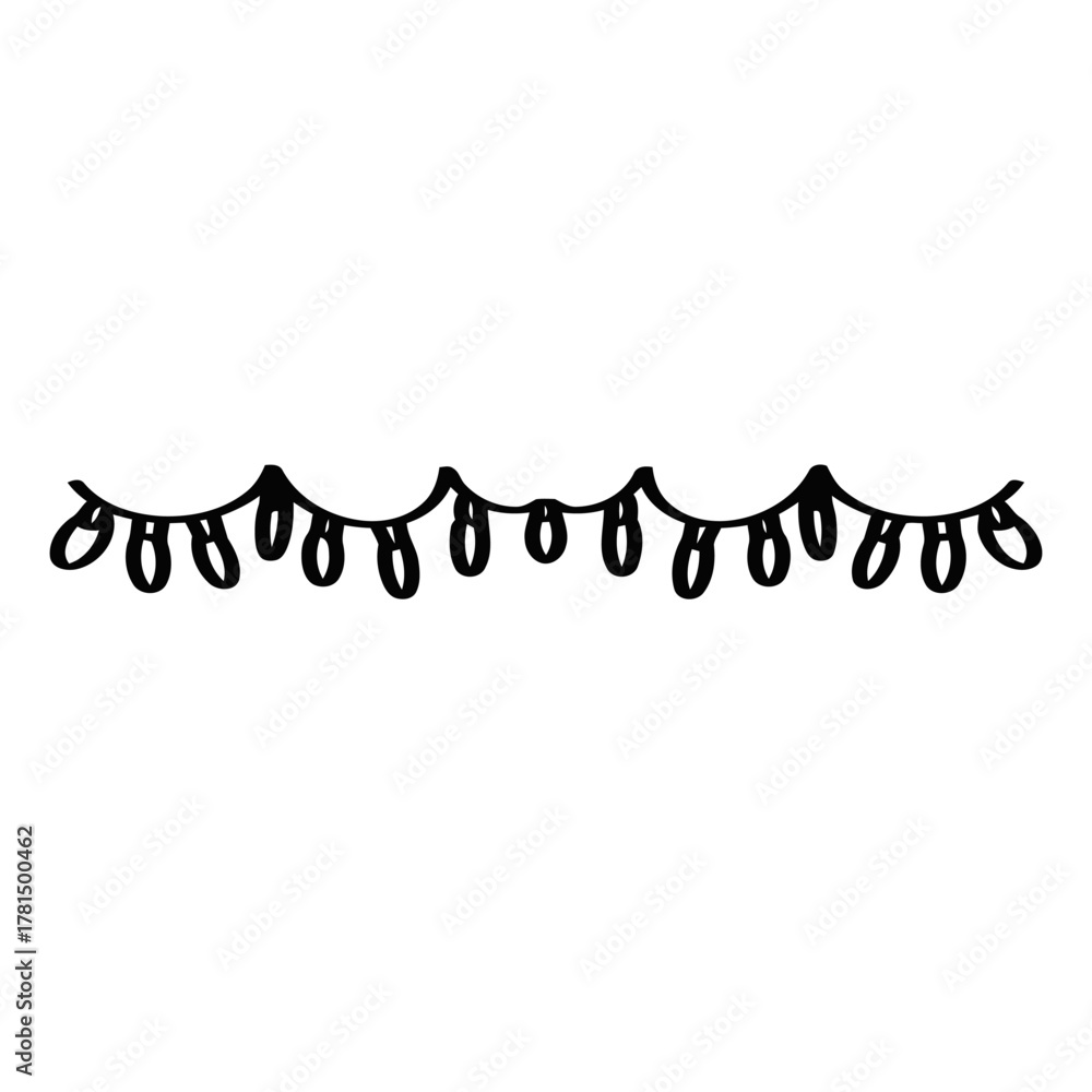 Obraz premium Line Art Christmas Lights, Minimalist Holiday Illustration, Festive Outline Clipart, Christmas Lights Line Art, Simple String Lights, Holiday Decoration Outline, Minimalist Christmas Light Clipart, 