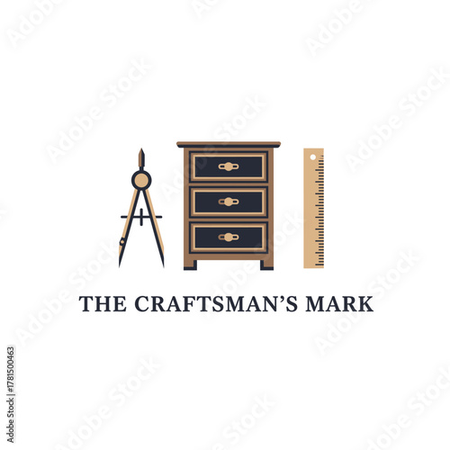 The Craftsman's Mark Furniture & Woodworking Logo - Flat Design