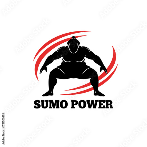 Sumo Power Wrestler Silhouette Logo Design