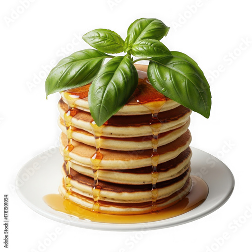 Delicious stack of pancakes isolated on transparent background