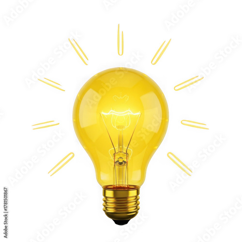 Bright idea bulb isolated on white background isolated on transparent background