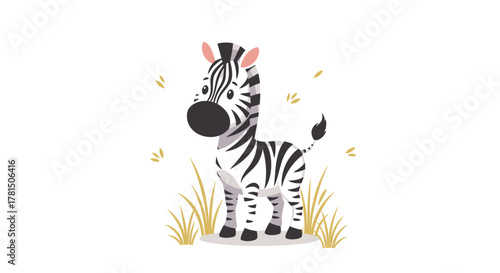 Charming striped safari savanna creature in simplified graphic style on white