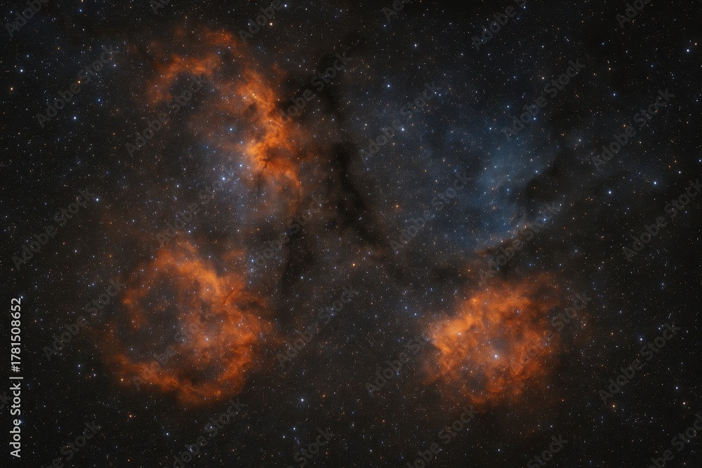 Obraz premium Vibrant deep space field with nebulas star clusters and cosmic dust patterns