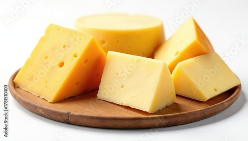 Assortment of Italian cheeses on white backdrop , photography, ingredient