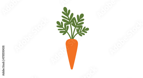 Vibrant Carrot Illustration with Bushy Green Leaves on White Backdrop