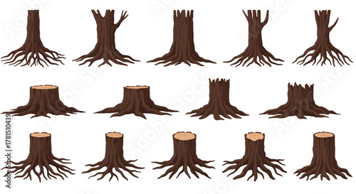 Diverse Tree Stump and Root Designs for Creative Projects