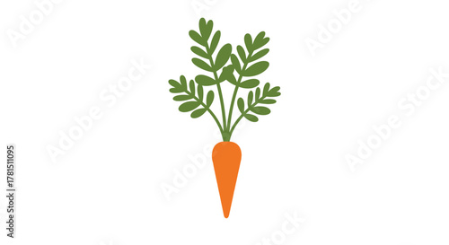 Stylized Carrot Illustration with Green Leaves on White Background