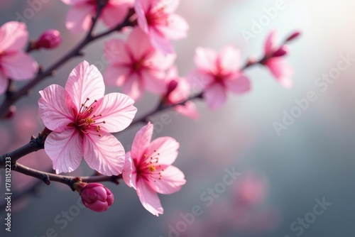 Delicate pink sakura blossoms, intricate branch pattern, elegant, blossom pattern