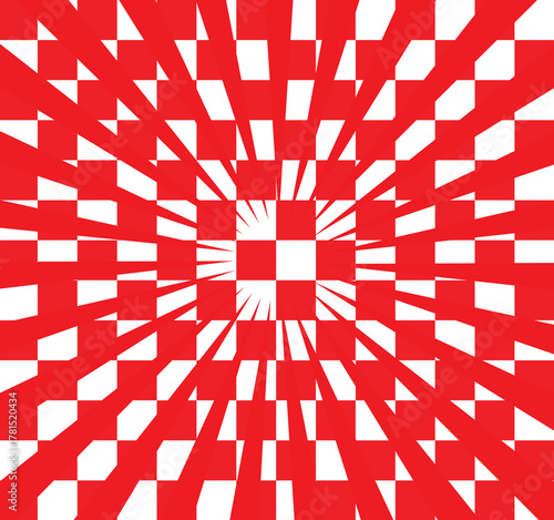 Checkered harlequin diamond seamless background pattern vector in red and white. Geometric rhombus pattern background. Harlequin check wallpaper.