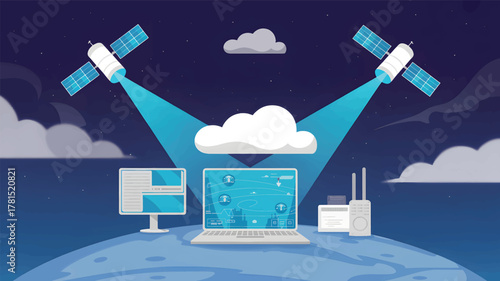 Two satellites beam data to cloud over digital devices