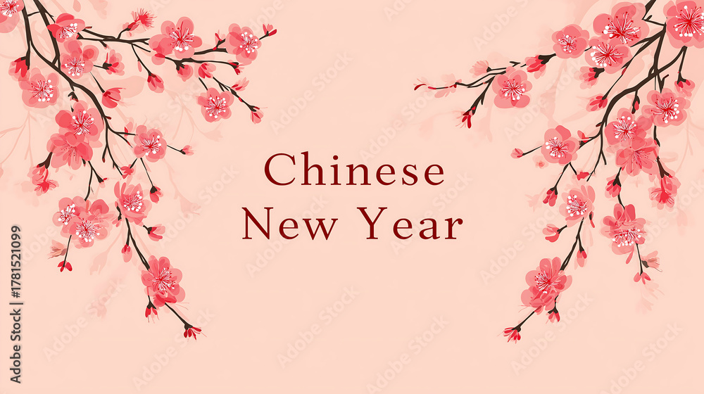 Fototapeta premium Celebrate chinese new year with beautiful blossom floral design