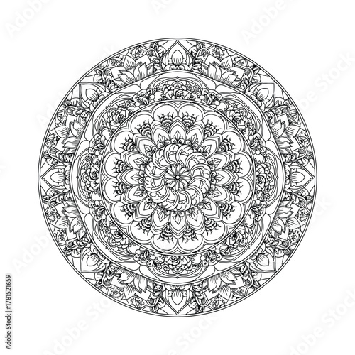Intricate Floral Mandala Coloring Page