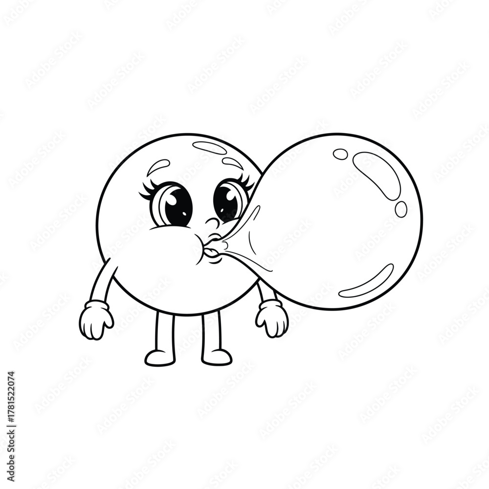 Fototapeta premium Kawaii Mascot Line Art Illustration