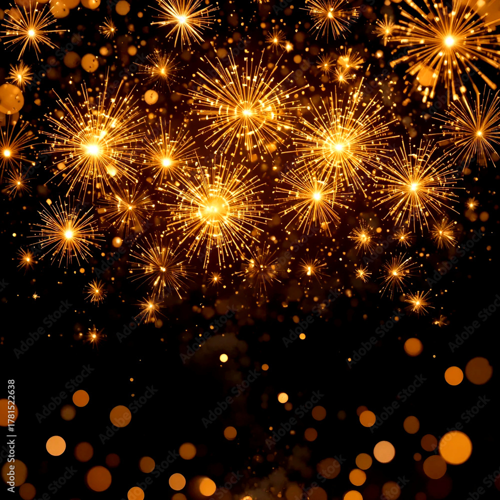 Obraz premium sparkle firework gold on black background.
