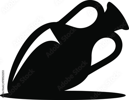 Classic ancient amphora jar silhouette black and white design
