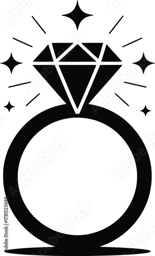 Elegant diamond ring sparkling jewelry silhouette design