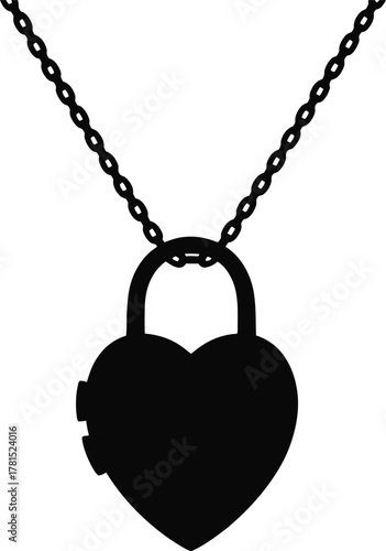 Elegant heart locket chain necklace jewelry design silhouette