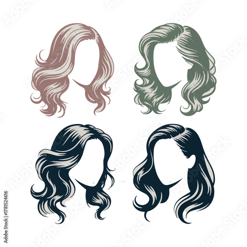 four woman hair style silhouette.