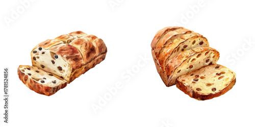 stollen watercolor vector illustration