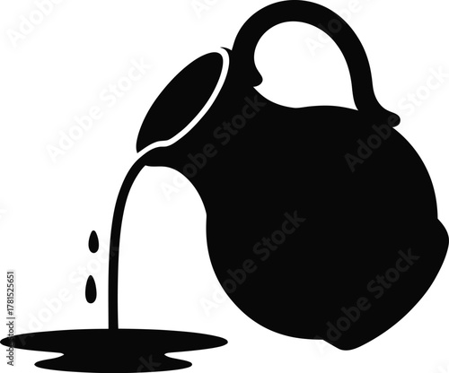 Clean silhouette of a pitcher jug pouring water into a glass